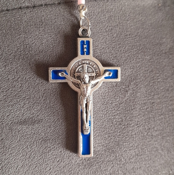 Blue And Pink With Fetus Bead Silver Rosary - Picture 6 of 7